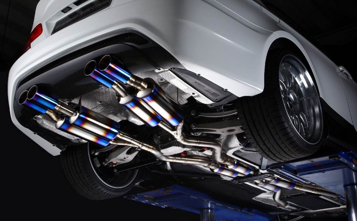 performance exhaust system of a car