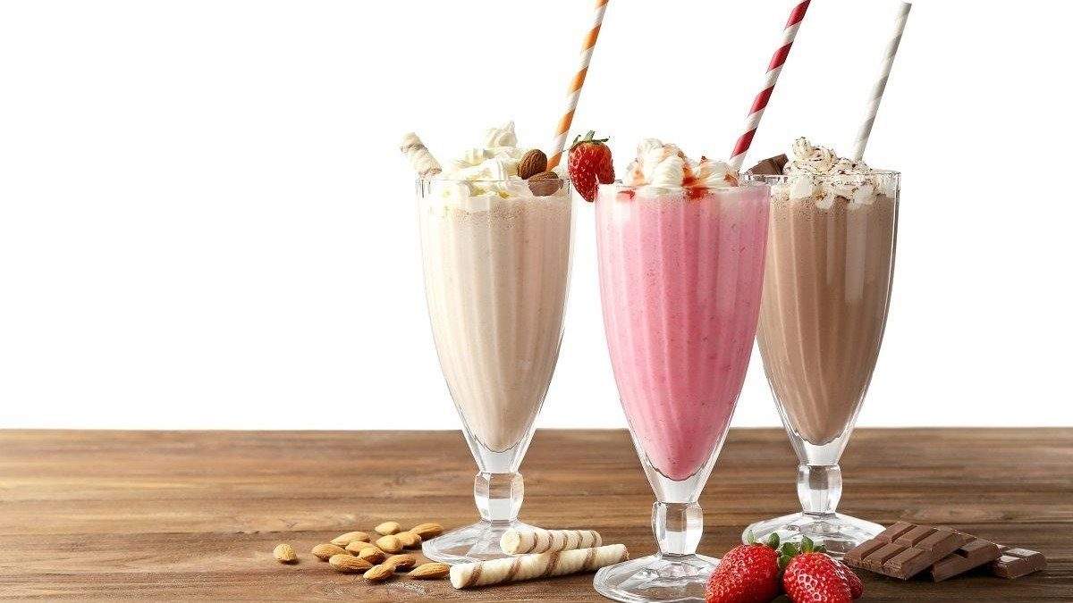 Three different flavours of ice cream shakes